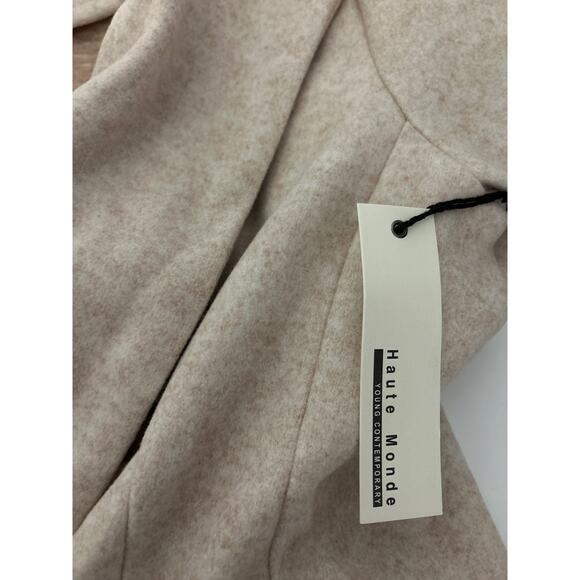 Haute Monde Boutique Coat Size Large Heather Cream and Tan Pockets NWT - Picture 8 of 10